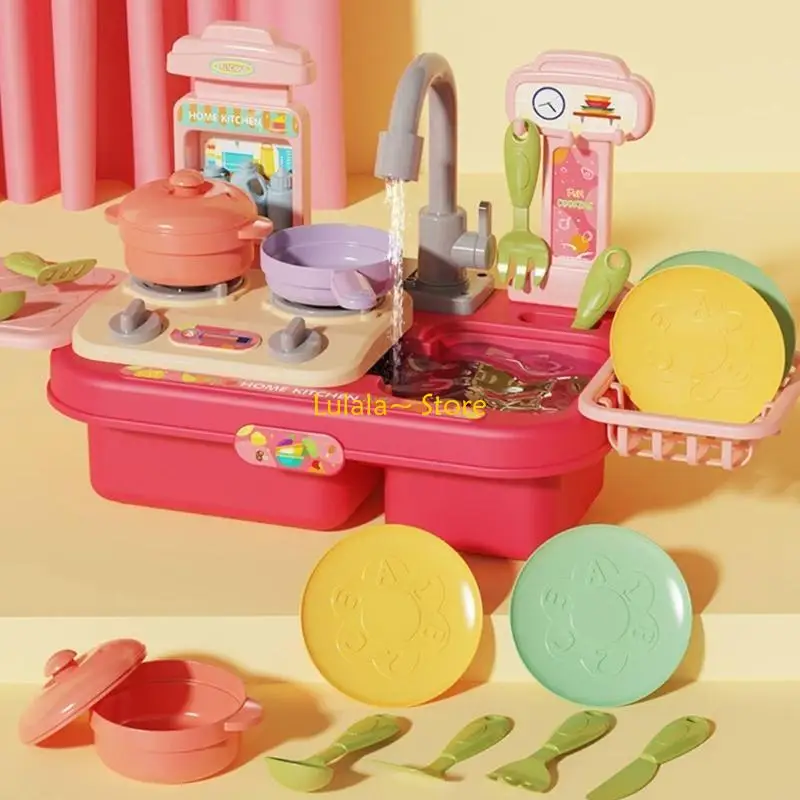 Y4QA – jouet d'évier cuisine pour enfants, robinet électrique avec eau courante, jouet simulation