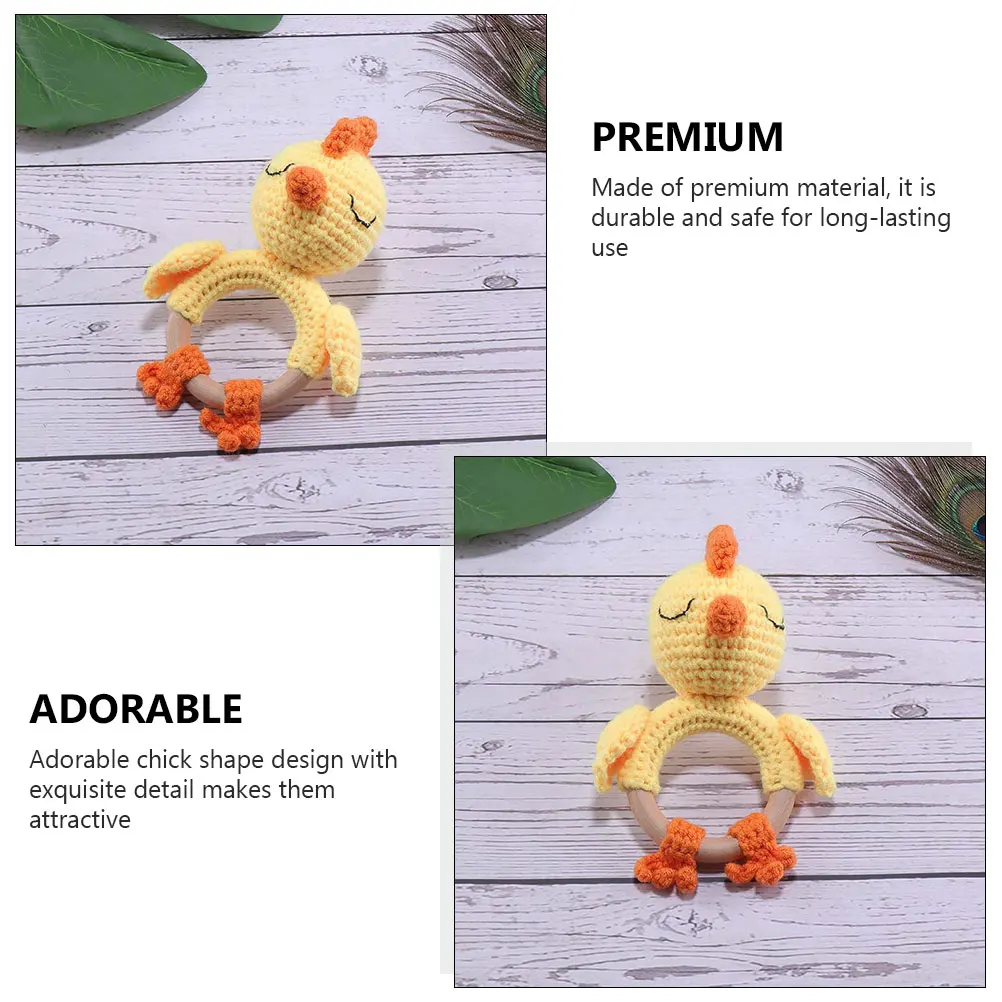 1pc Houten Hand Baby Kuiken Vorm Creatieve Rammelaar Peuter Muzikaal Speeltje Baby Handheld Schattige Houten Rammelaar Voor Zintuiglijk