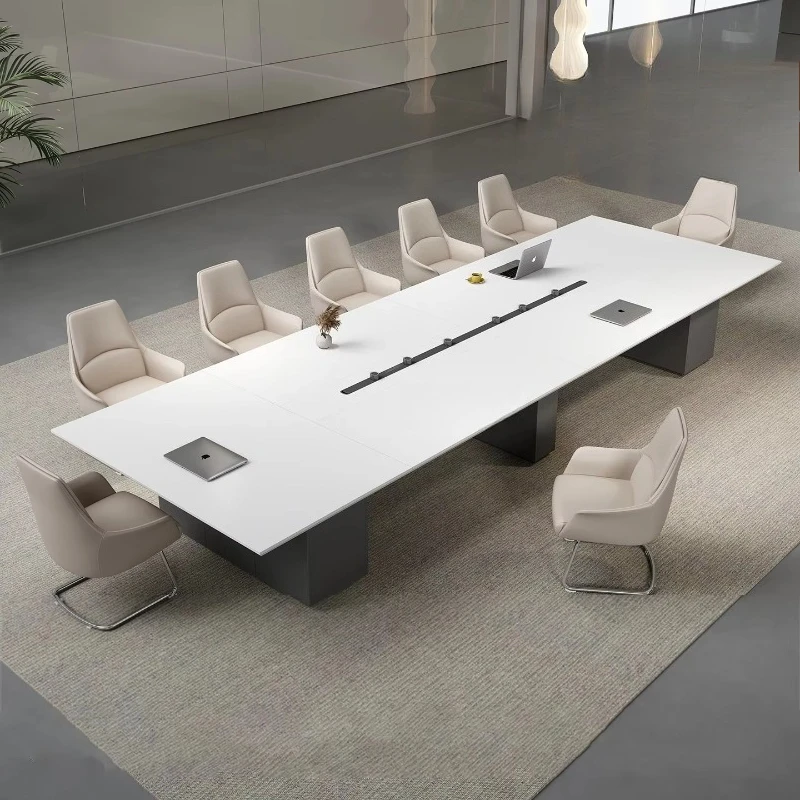 

Modern Luxury Rectangular Wooden Conference Table Set Steel Conference Chair Hot Selling Office Furniture Wooden Conference Room