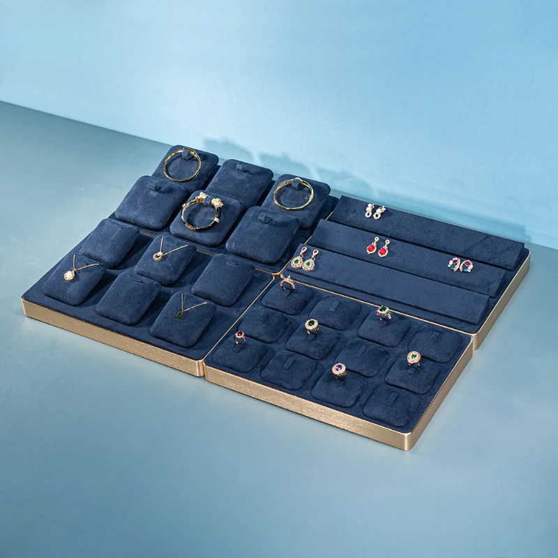 Microfiber Light Luxury Necklace Ring Bracelet Live Streaming Jewelry Tray Stand Display Window Jewelry Props Blue/beige/pink