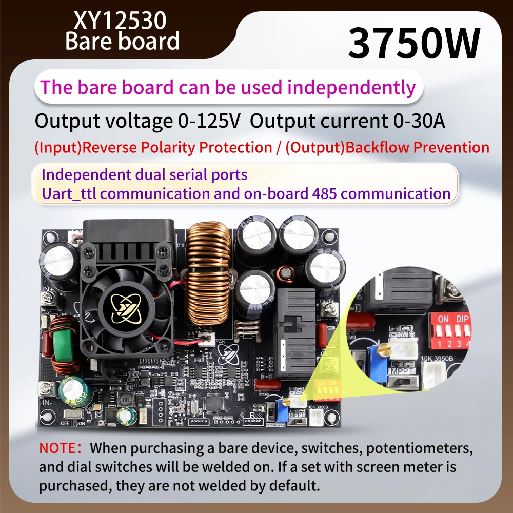 XY12530S 3750W 30A CNC Step-Down Adjustable DC Power Supply CV CC CW Buck Converter MPPT Charging 12-140V To 0-125V WIFI 485 IR