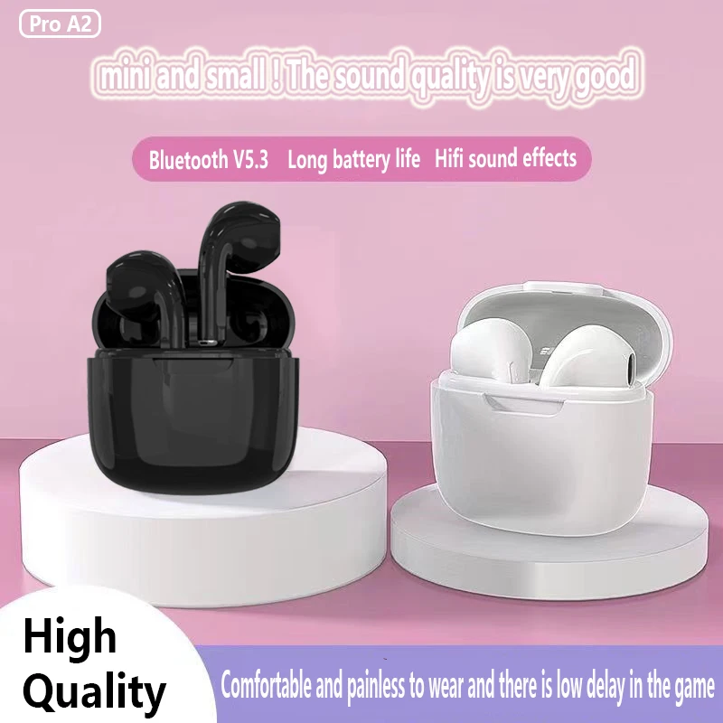 Pro A2 True Wireless Bluetooth Macaron Headphones V5.3 Ultra-long Battery Life and Stereo Low-latency Gaming Sports Headset