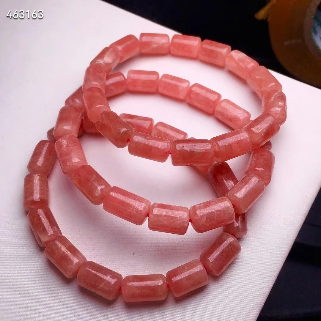 

Natural Rose Red Rhodochrosite Beads Bracelet Bangle Bead 8*12mm Clear Rectangle Women Men Fashion Certificate AAAAA