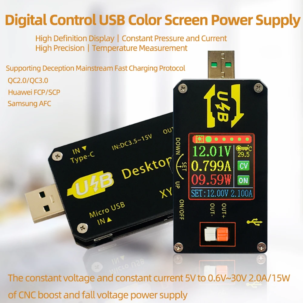 

XY-UDP Digital USB DC DC Converter CC CV 3.5-15V to 0.6-30V 15W Booster Buck Moudle Adjustable Regulated Power Supply Module