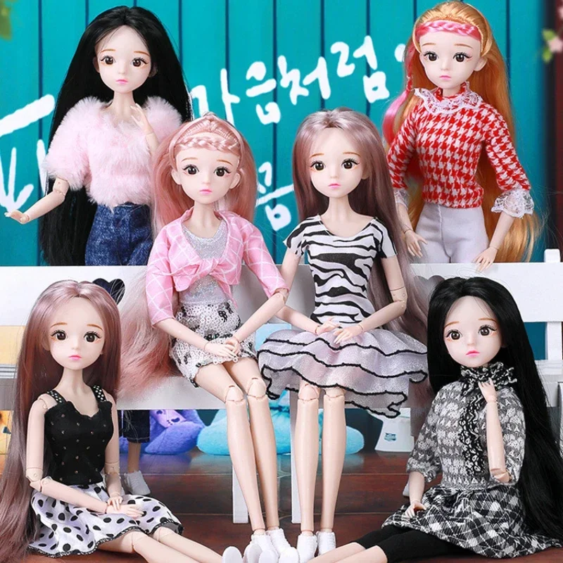 30cm Slim Bjd Doll 26 Movable Joint Girl Toy Fullset Long Hear Make Up Girl Dolls Dress Up Toy for Girl Birthday Girft