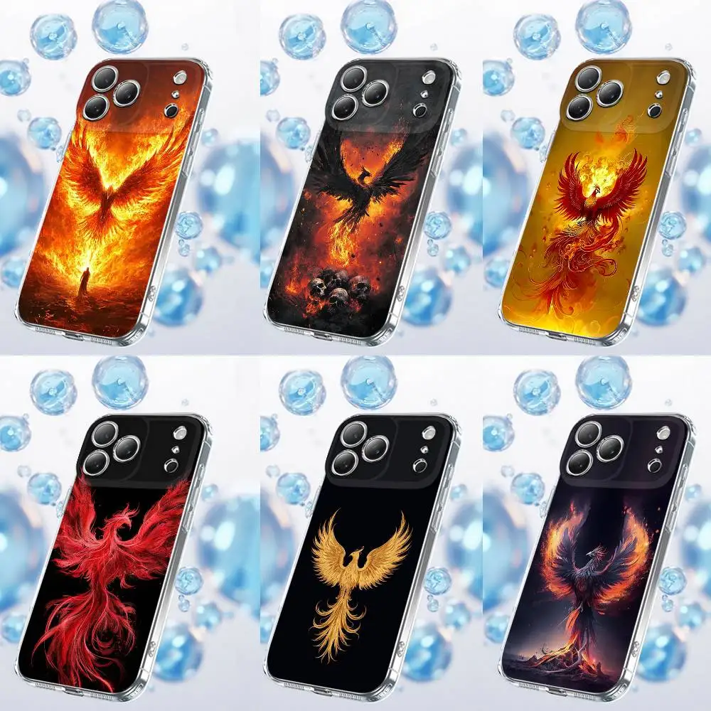 

Cool Phoenix Fire Phone Case For iPhone 17,16,15,14,13,12,11 Plus,Pro,Max,Plus,E,SE4,Air,Mini Transparent