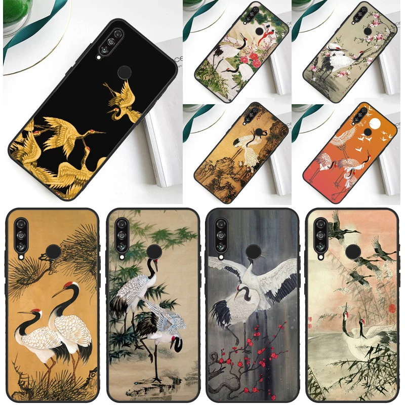 Red-crowned Crane Bird For Huawei Nova 12s 12i 11i 5T 9 10 SE Y91 Y90 Y60 Y70 Y72 Y61 P60 Pro P20 P40 P30 Lite Case