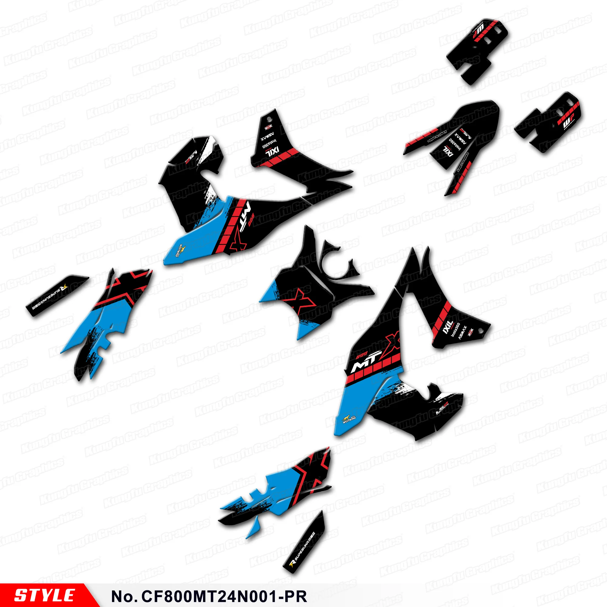 

JY RACING Customised Stickers Complete Graphics Kit for CFMOTO 800 MT-X 800MTX Wrap Design, Protector