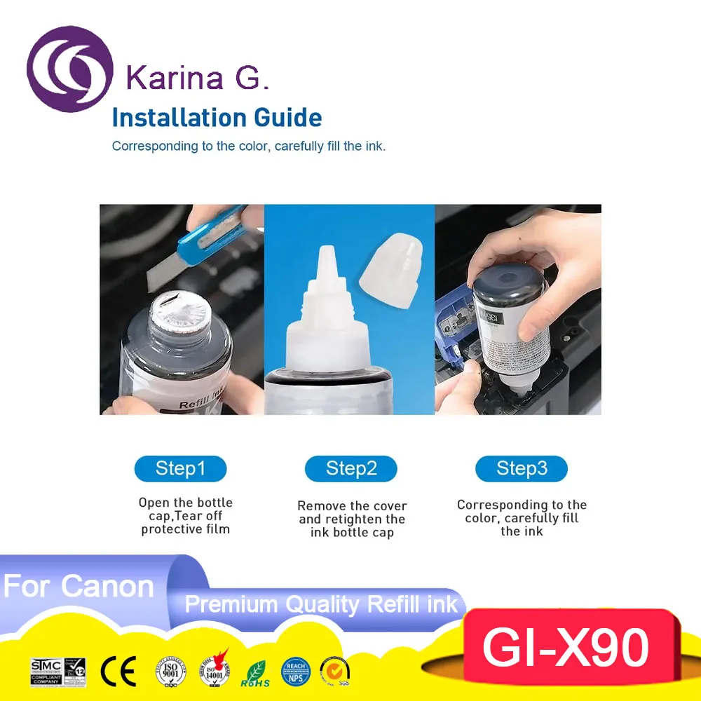 GI 790 GI790 GI-790 Premium Compatible Color Refill Ink For PIXMA G1000/G1010/G2000/G2002/G2010/G3000/G3010/G4000/G4010 Printer