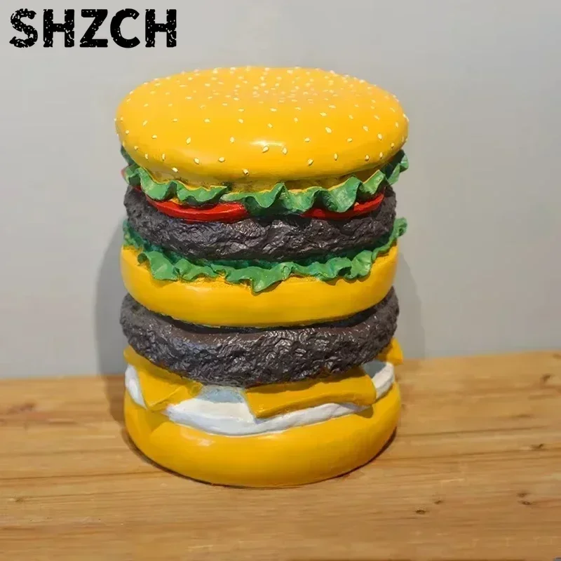 Cartoon Food Resin Stool, Fun Corn, Ice Cream, Donut Dessert Chair, Durable Living Room Footrest, Unique Corner Side Table Decor