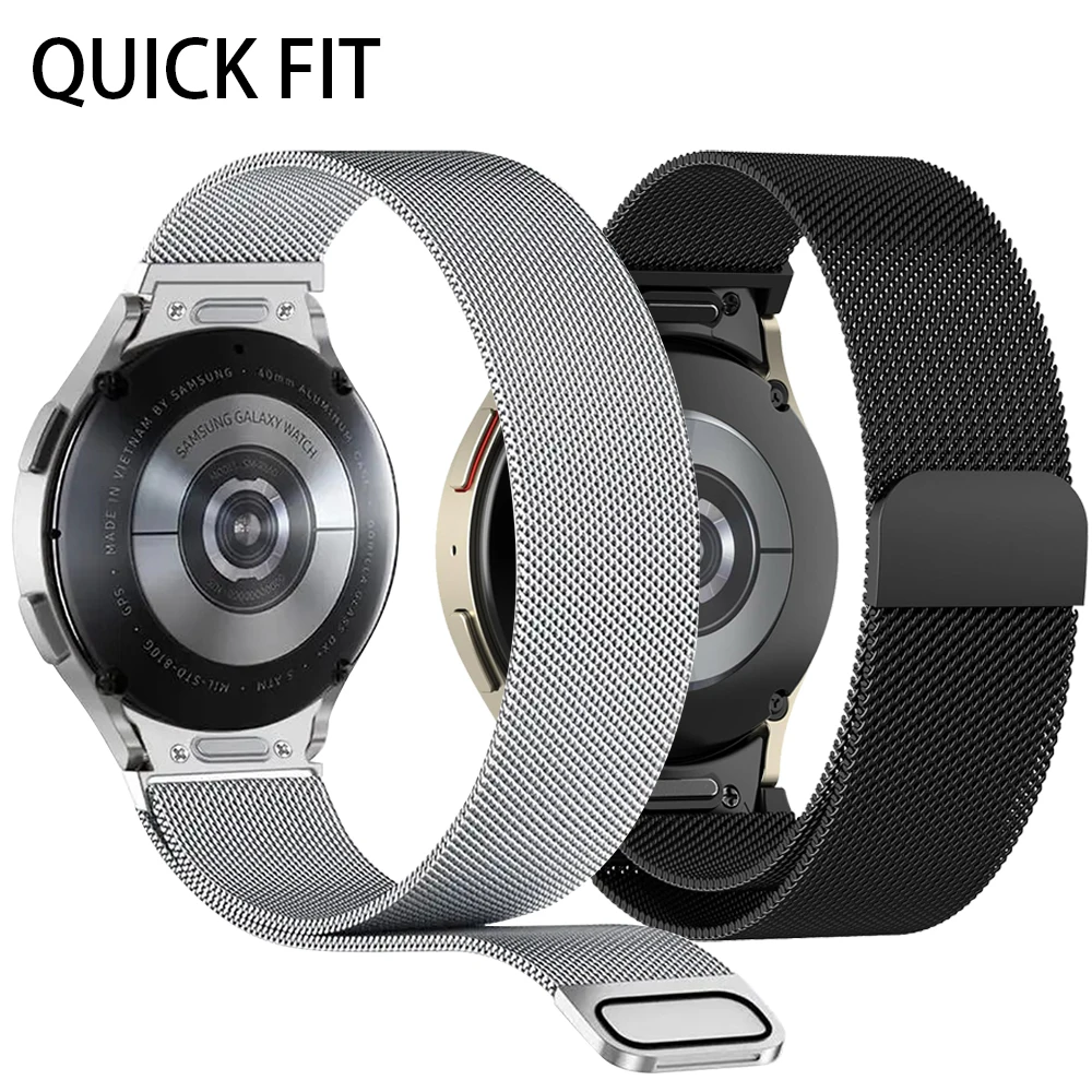 Quick Fit Strap for Samsung Galaxy Watch4 5 6 7 40/44mm Classic 42/46/43/47mm No Gap 20mm Band Stainless Steel Magnetic Bracelet