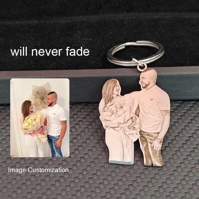 

Valentine's Day Personalized Couples Keychain Customized Photo Keyring Stainless Steel Truly Portrait Keyholder Couples Gifts