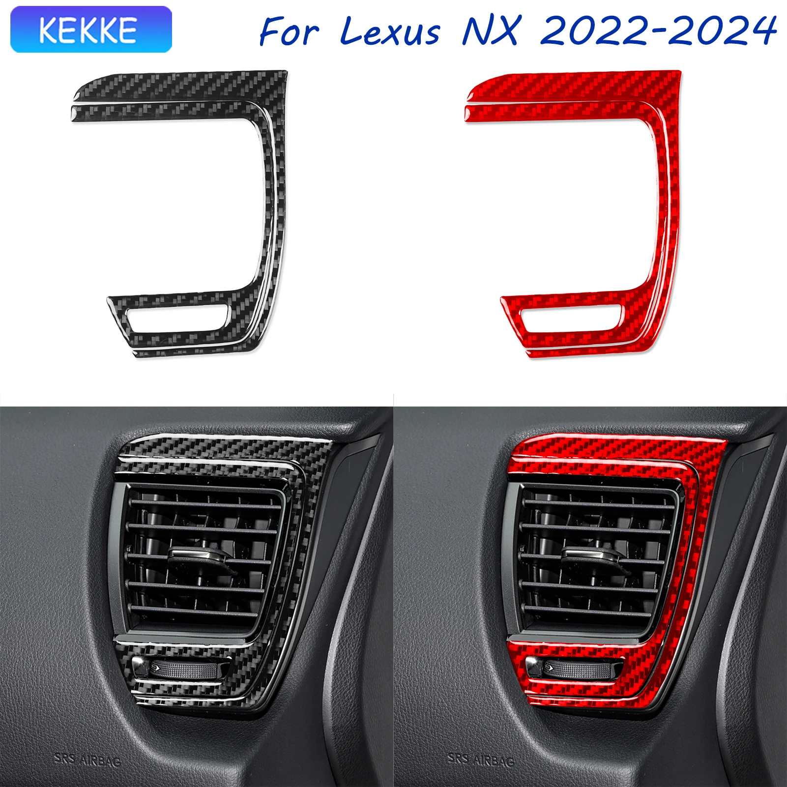 

For Lexus NX Accessories 2022-2024 Dashboard Air Outlet Vent Trim Carbon Fiber Cover Tuning Stickers Auto Decorative Piano Black