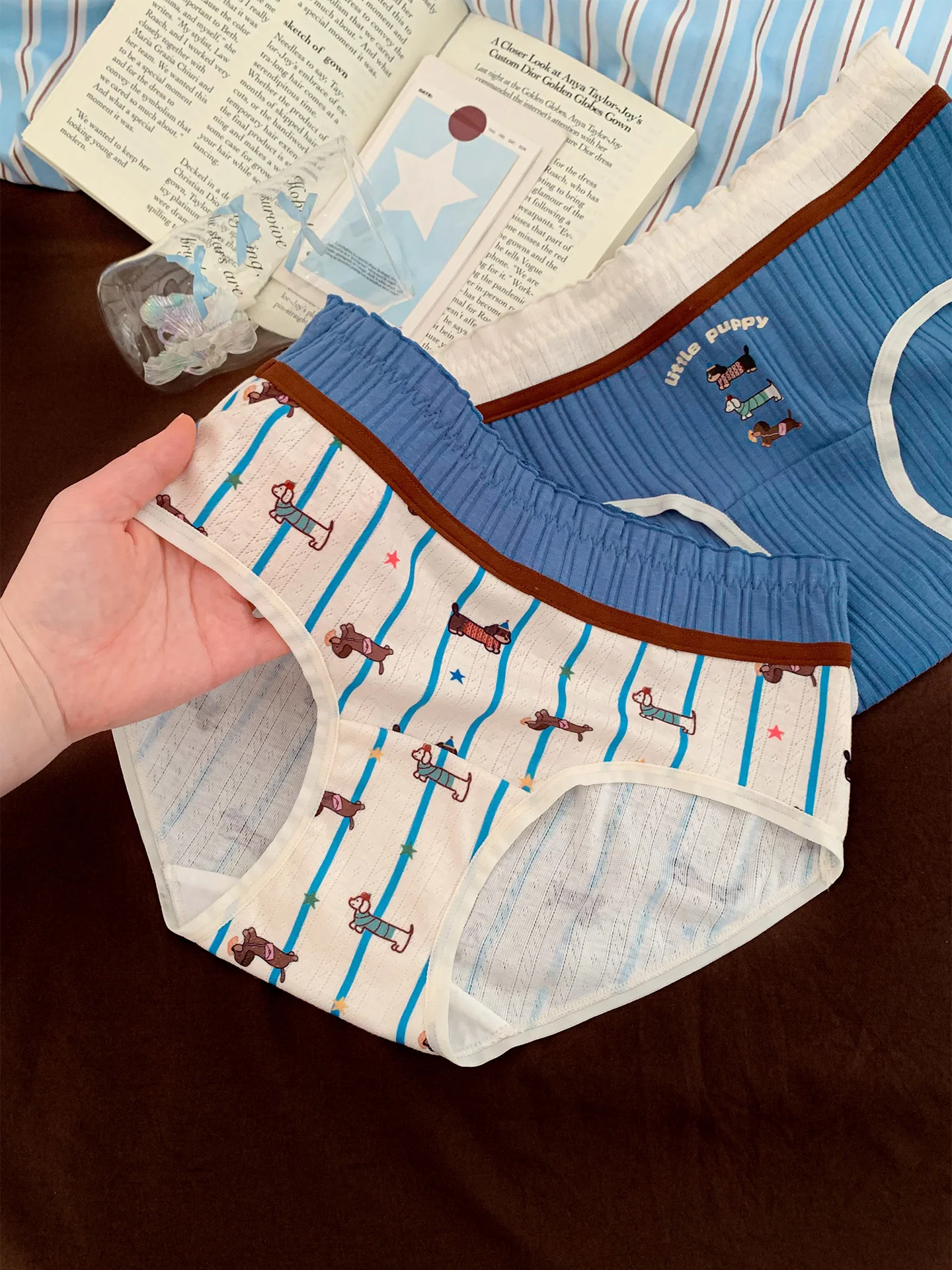 

Sweet Lolita Briefs Adorable Doggies Printed Panties Comfortable High Waist Underwear ABDL Adult Large Size Triangle Pants