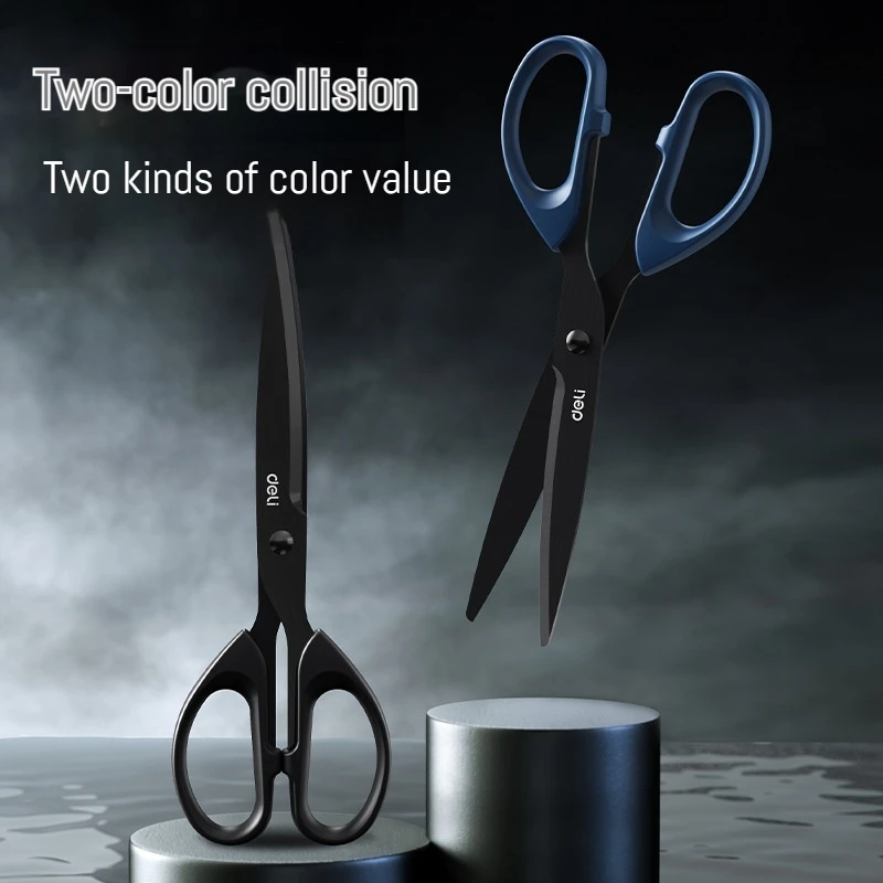스테인리스 스틸 블랙 블레이드 가위, 학생용 휴대용 종이 절단 칼, 비점착성 안전, 사무용품, 6009-s, 2 개