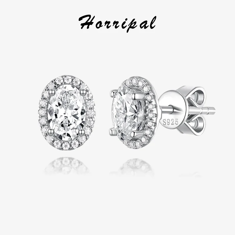 

1CT Oval Moissanite S925 Sterling Silver Plated 18K White Gold Stud Earrings for Women Wedding Earring with GRA Luxury Fine Gift