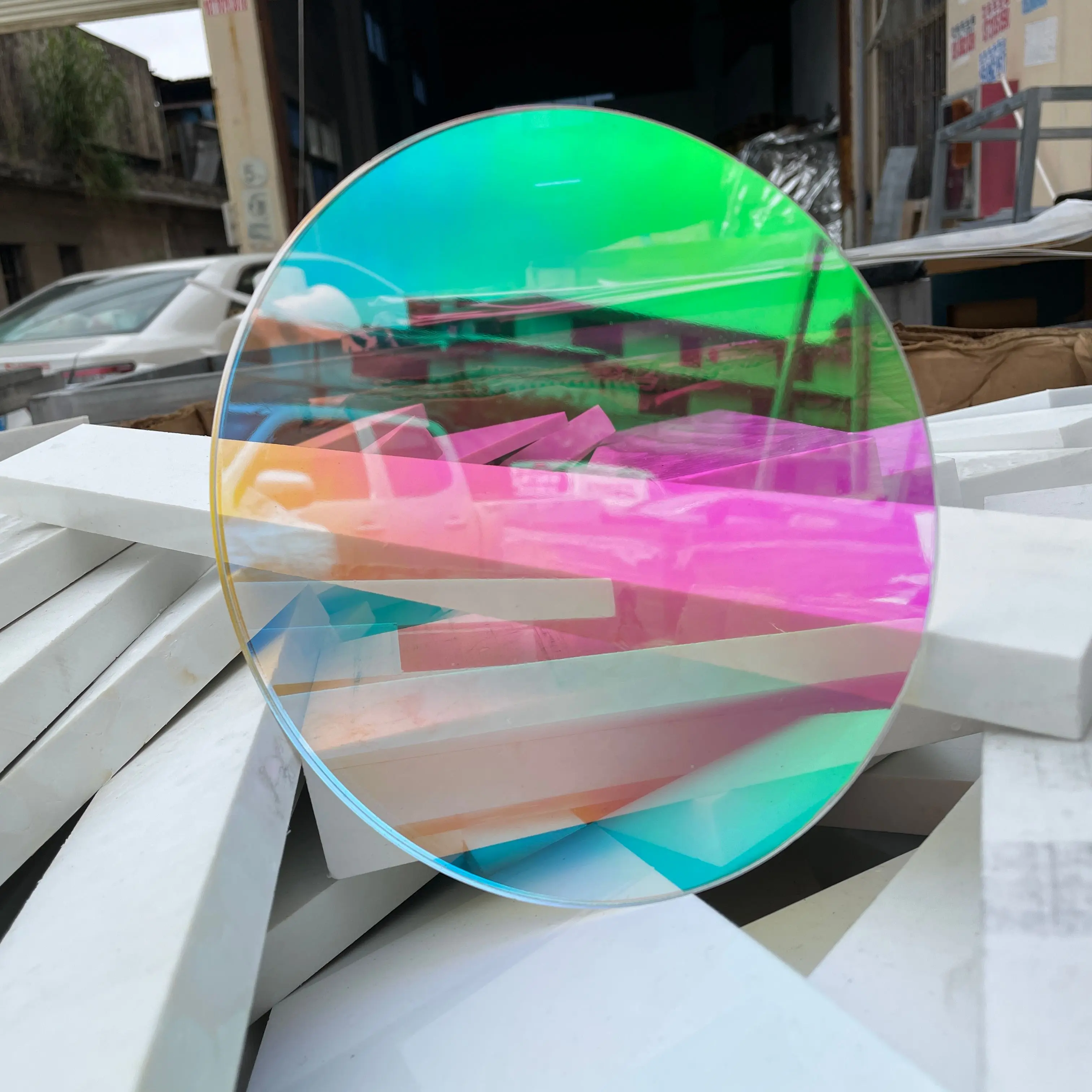 1-3mm Round Shape Laser Plexiglass Iridescent Dreaming Colorful Acrylic Sheet,Organic Oргстекло For Wedding/Advertising/Decorate