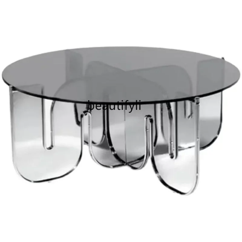 

yj57 Acrylic coffee table modern simple living room small apartment design transparent glass creative, light luxury tea table