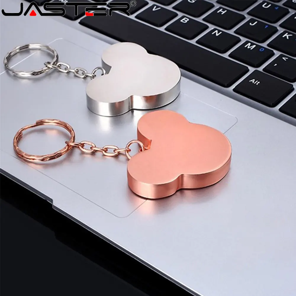 

Silver Metal U Disk 128GB Waterproof Pen drive Cute Mickey USB Flash Drives 64GB High speed Memory stick Free logo key chain