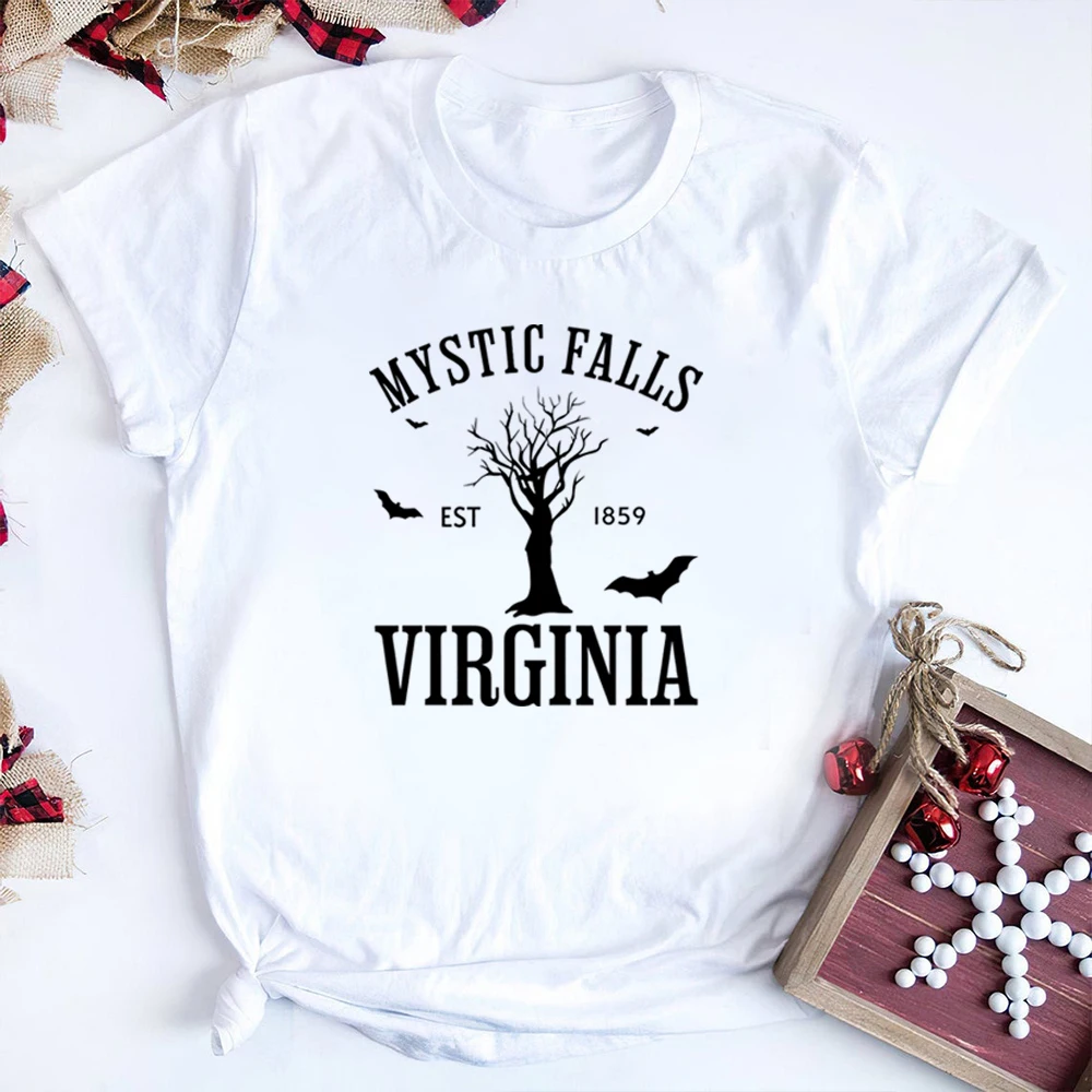 Mystic Falls Virginia T-shirt Vampire Diaries Shirt Retro TV Show TVD Inspired Tee Damon Salvatore Tshirt Salvatore Brothers Top