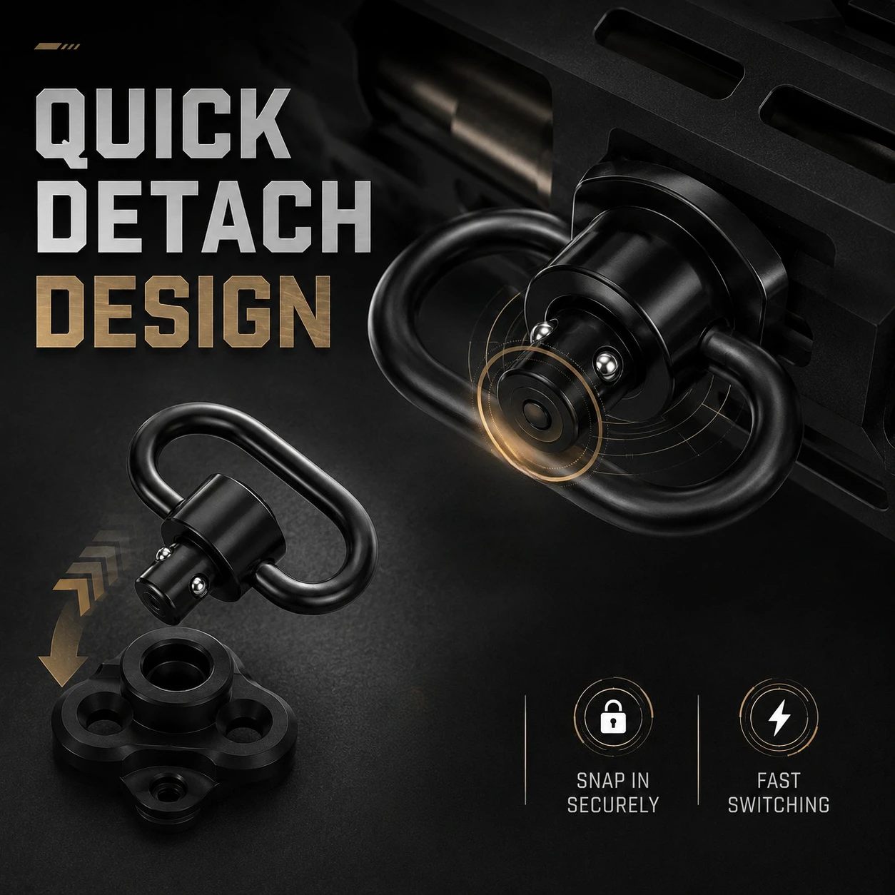 Compact Rotating D Shape Connect Buckle Hard Alloy Base Full Accessory Pack Outdoor Leisure Model Modification Parts