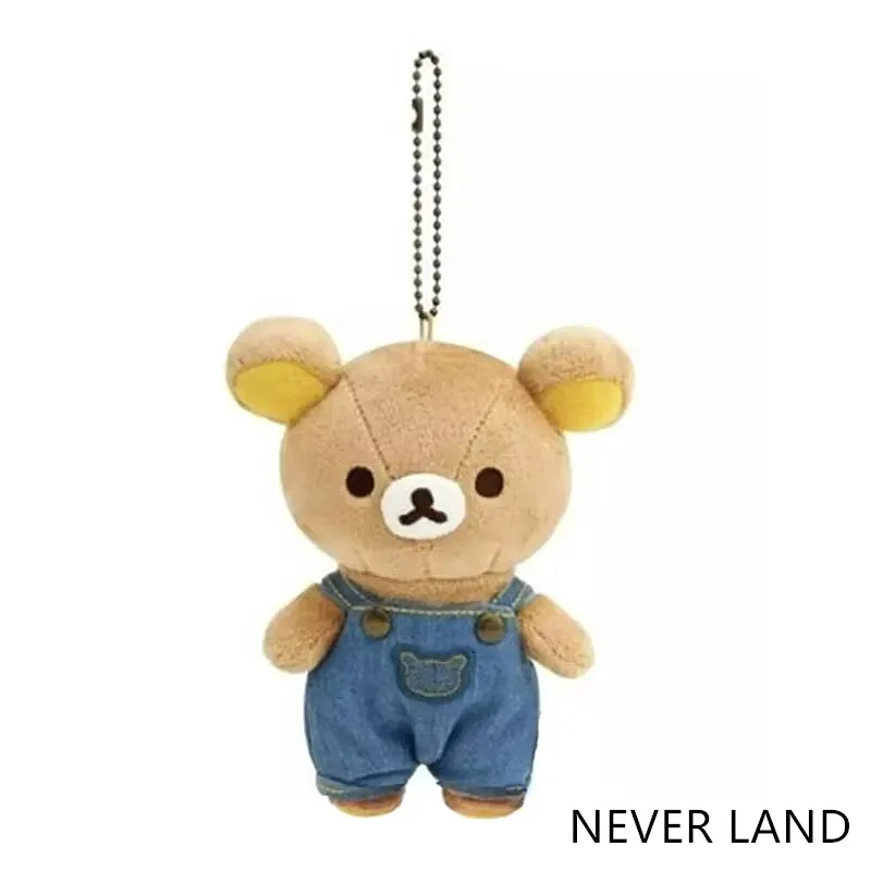 

New Cute Rilakkuma Denim Bear Plush Keychain Chains Small Pandent Kids Stuffed Toys For Children