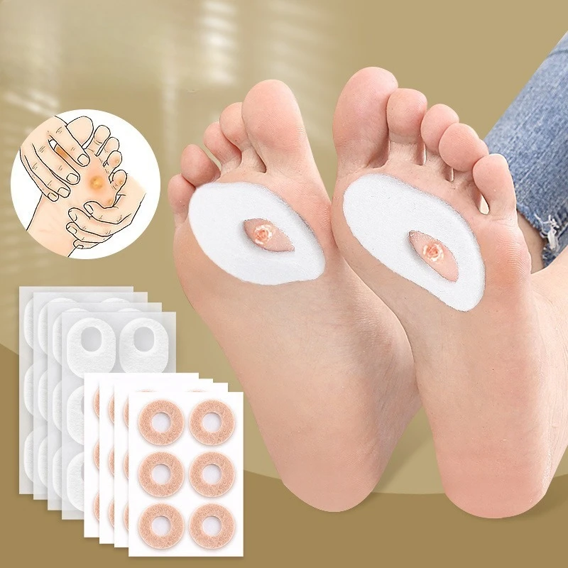 Juego de 6 protectores de callos para pies, almohadillas de espuma redondas y ovaladas, cojines autoadhesivos, almohadillas suaves para talones, protectores de callos y durezas en los dedos, color blanco