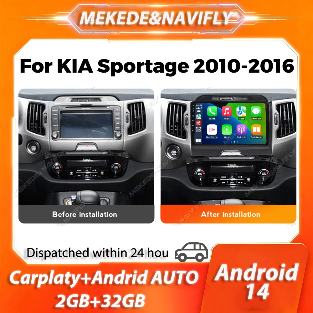 

MEKEDE 2 Din Carplay For KIA Sportage 2010 - 2015 Android 14 Car Radio GPS Navigation autoradio Stereo Intelligent audio system