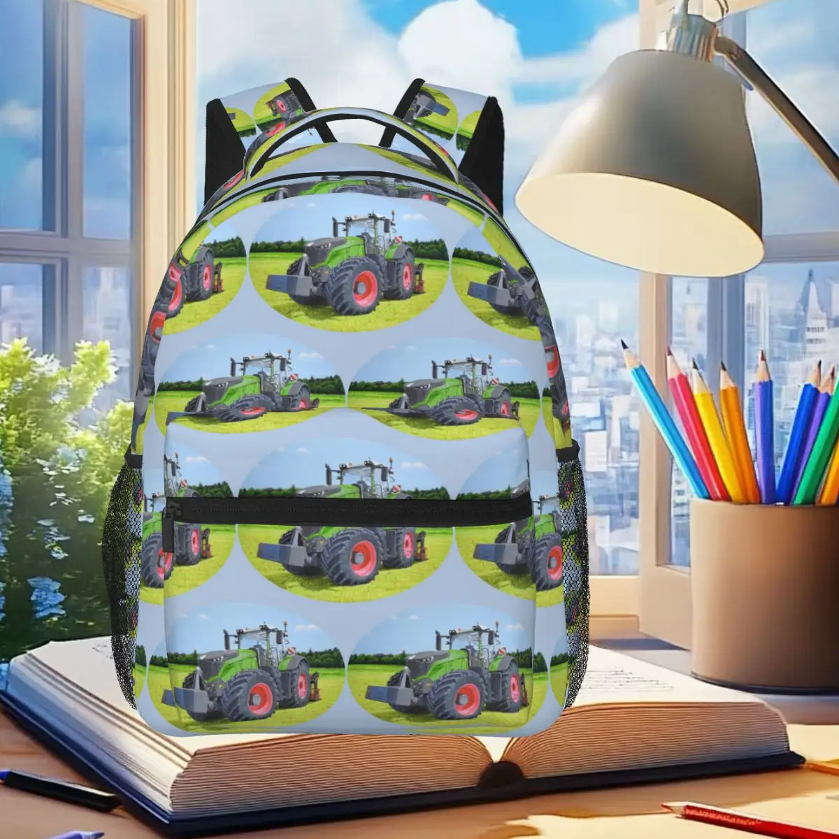 

Green Tractor In Field (blue) Backpack Student Boys Girls BookBag Kids School Bag Computer Shoulder Bags for Men Women