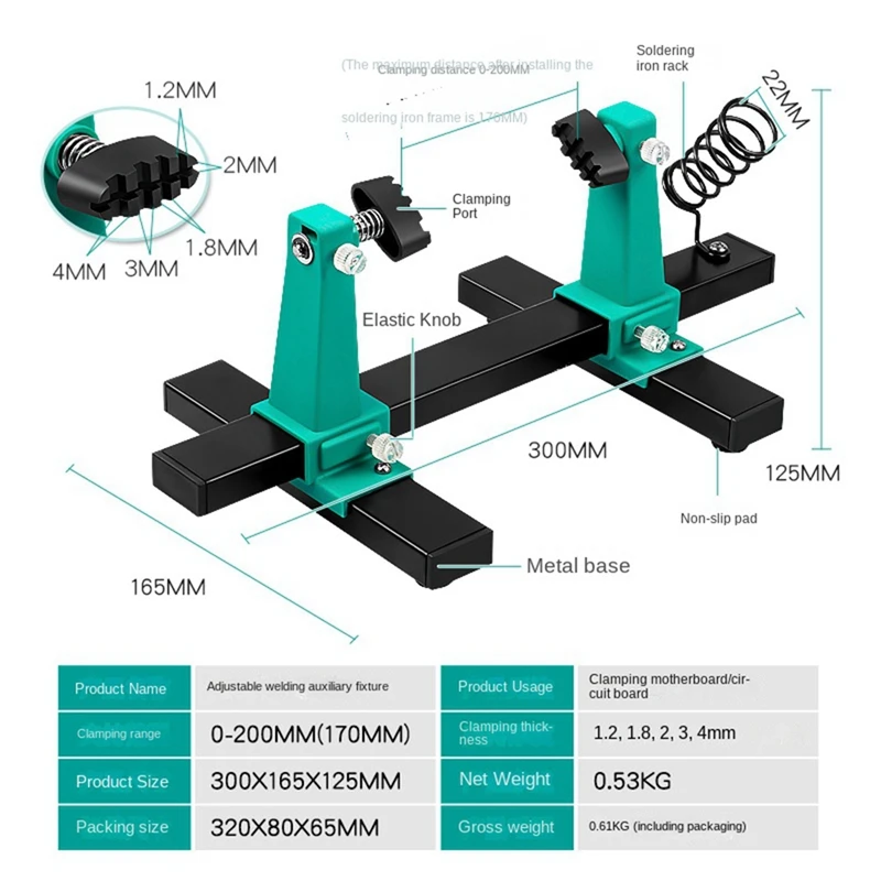 Suporte de Placa-Mãe Ajustável, Suporte de Manutenção, Preto e Verde, Luminária 360 °, 1 Pc