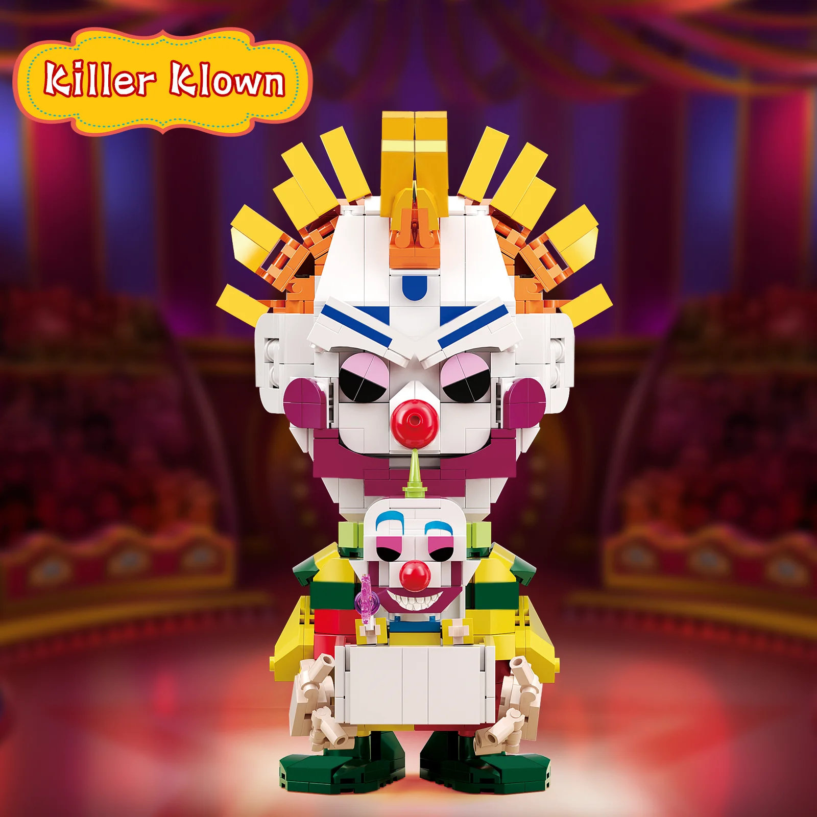 698PCS Horror Joker Killers Outer Space Bibboe Shorty Building Block Set Scary Clown Figure Model Bricks Toys Gifts for Kids