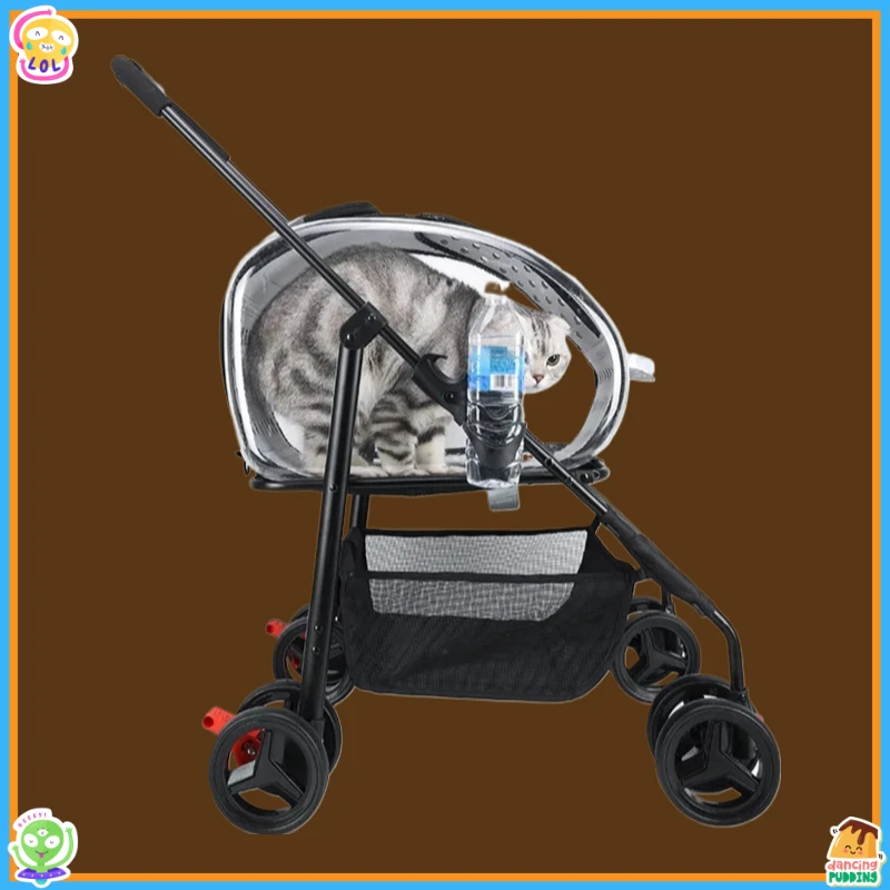 

Новая коляска-переноска 2026 года для домашних животных, 4-колесная, складная, для маленьких и средних собак и кошек, легкая, для путешествий, со съемной корзиной