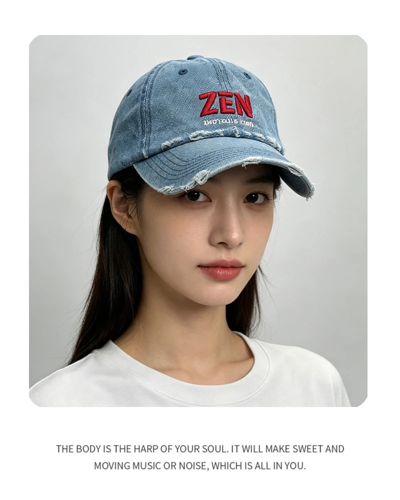 Neue Baseballkappen für Männer und Frauen mit Buchstaben-Stickerei im Used-Look, Sonnenschutz, vielseitige Retro-Schirmmützen, persönliche Mode im Distressed-Look – Detail 9