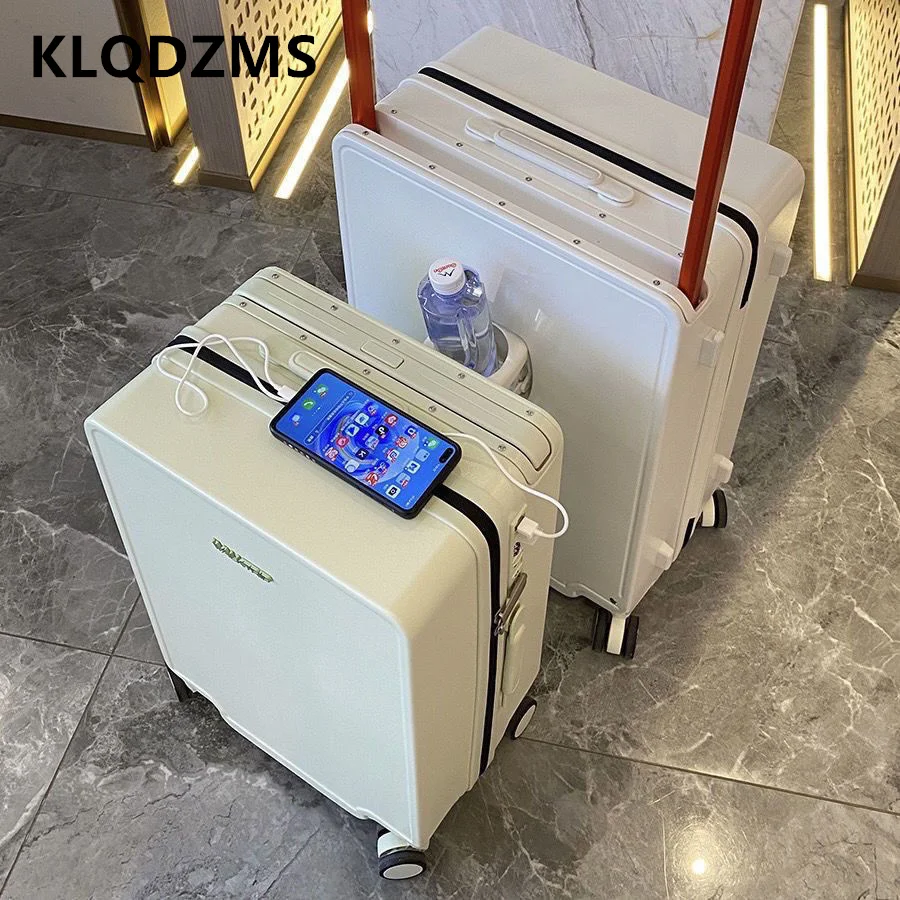 KLQDZMS-maleta rodante multifunción con cremallera, maleta con contraseña, carga USB, 26 pulgadas, 20 pulgadas, nueva