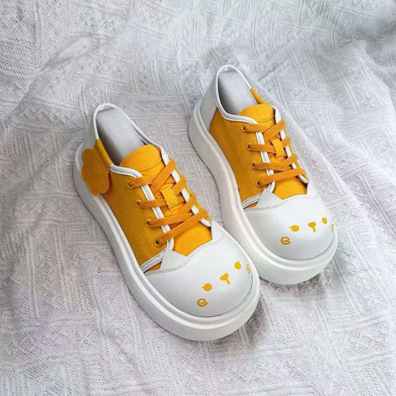 مواء مواء بصمة جيب القط لوليتا الأصلي فاسق الحلو حذاء قماش أحذية سميكة سوليد الحلو فتاة طالب حذا فردي للسيدات #5