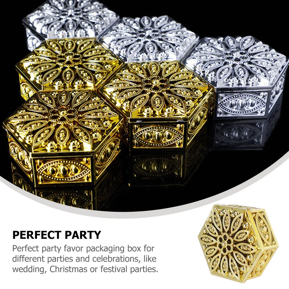 

12Pcs Plastic Candy Container Clear Cover Hexagonal Shape Gift Box for Chocolates Sweets Party Favor Packaging Display