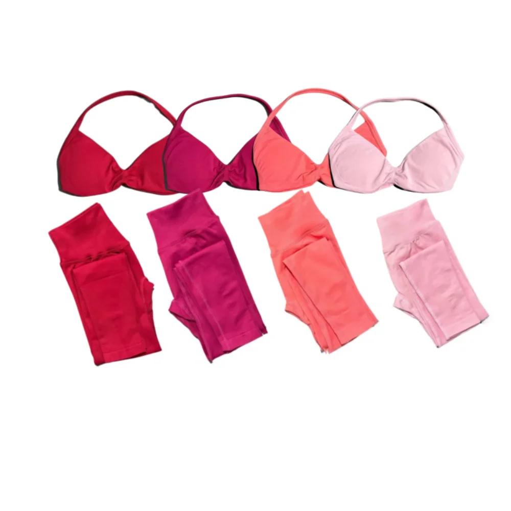 

2025 Summer Cycling Yoga Suit Two-piece Lace-Up Yoga Bra Top Fitness Leggings Gym Pilates Seamless Hip Lift Leggings