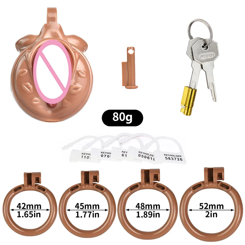 FAAK Plastic Realistic Clitoris Chastity Cage With 4 Sizes Penis Ring BDSM Sex Toys For Men Light Cock Cage With Sexy Labia