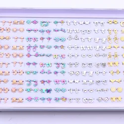 10/20/30/50Pairs/Lot Fashion Simplicity Flower Star Stainless Steel Earrings For Women Mix Color Jewelry Party Gifts Accessories