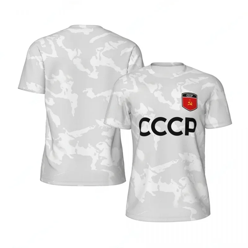 

Футбольная футболка с узором СССР, мужская летняя футболка для футбола и бега с короткими рукавами, модные спортивные футболки, пляжная одежда для серфинга