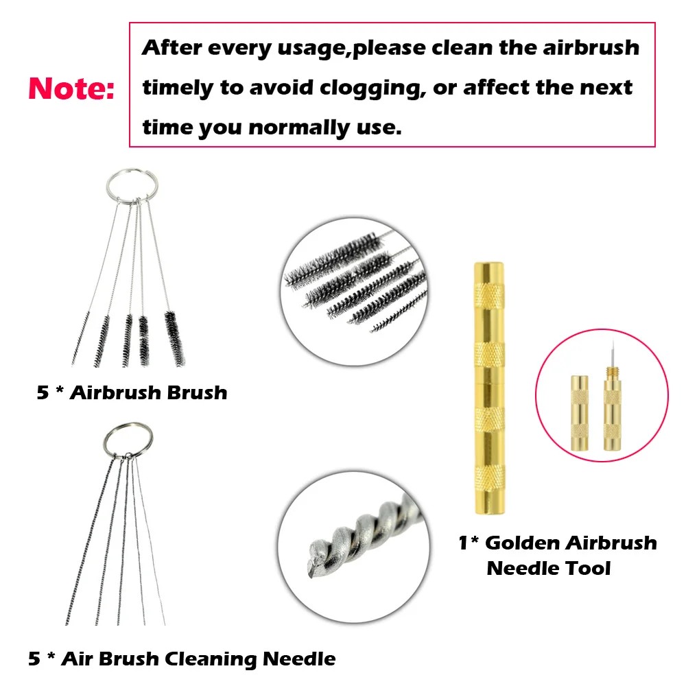 Red/Gold Airbrush Dual Action Gravity Feed 0.3mm Nozzle Spray Gun  Cake Decorating Brushes For Nail Manicure With Wrench Straw