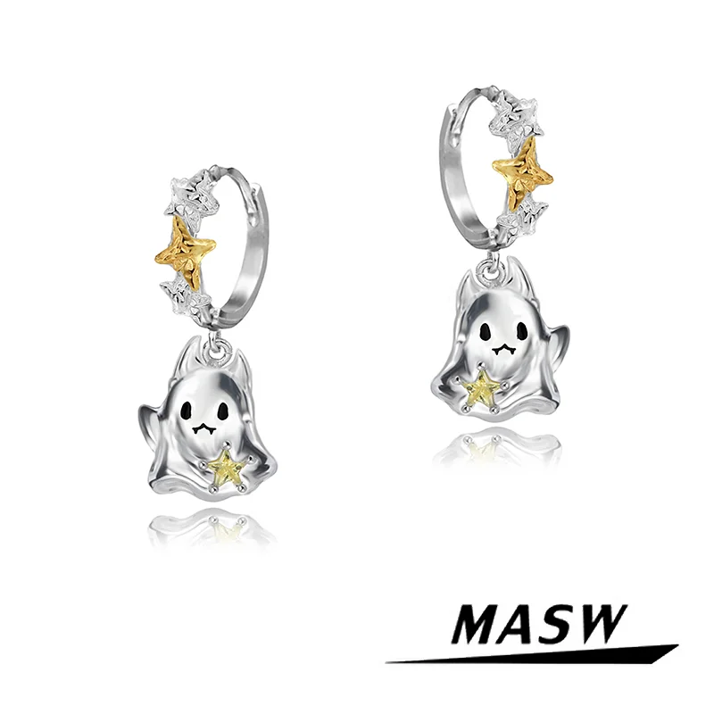 

MASW Original Design Cute Style Happy Party Star Ghost Dangle Earrings For Girl Women Gift Modern Jewelry Daily Wearing