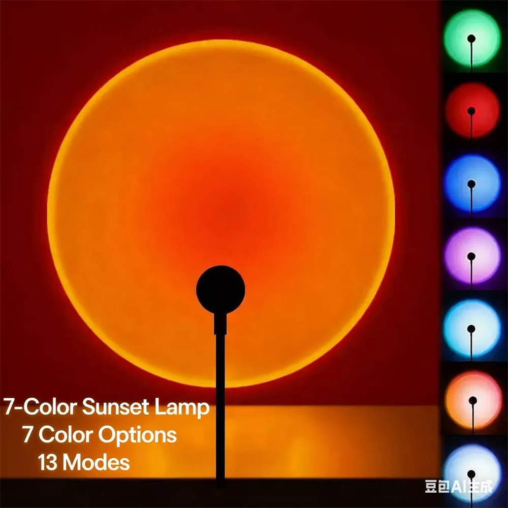 Sunset Projection Lamp, USB Home Decoration Atmosphere Lamp, Multi-Angle Rotatable, Suitable For Home Living Room And Bedroom