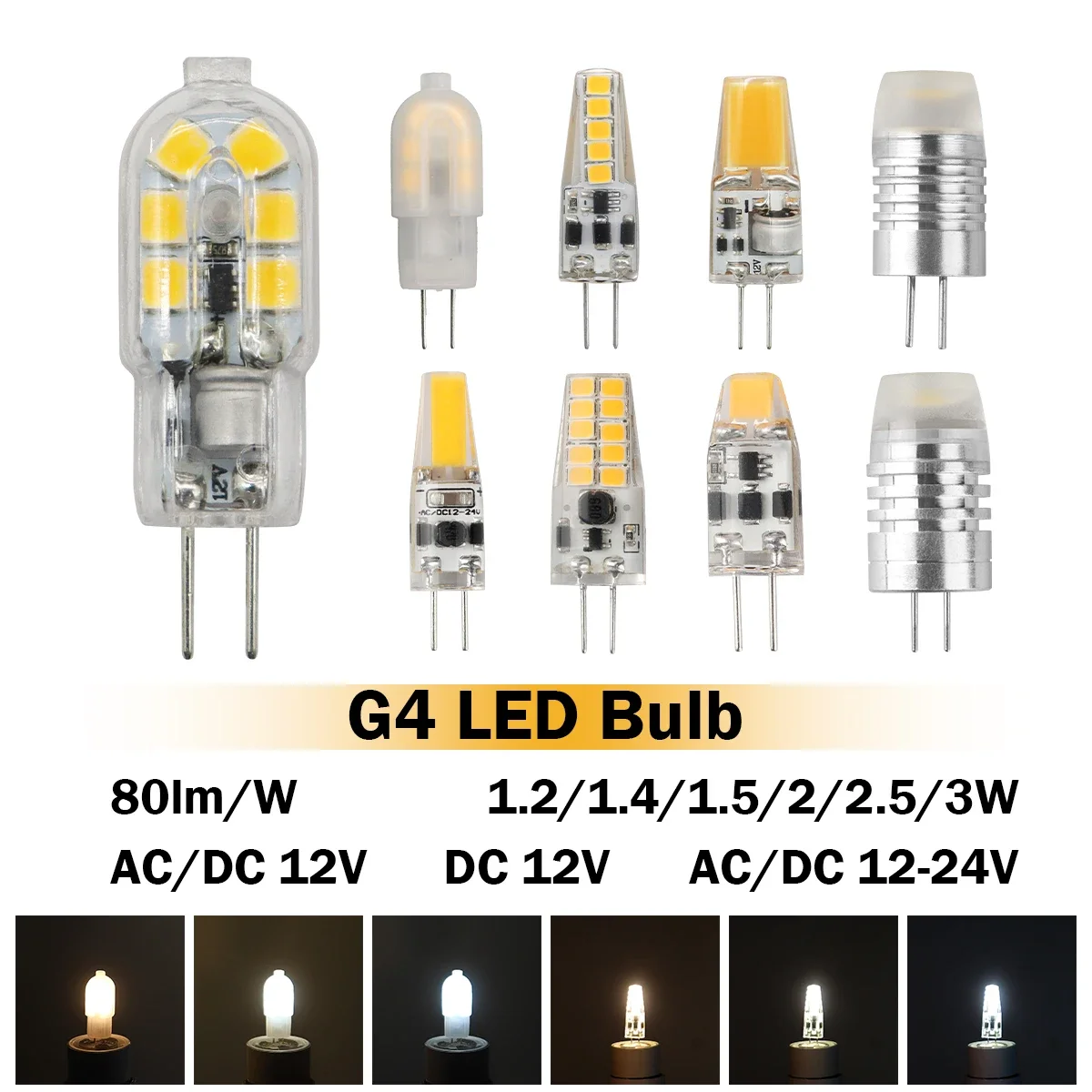 

High Light LED MINI G4 AC DC 12V 24V Low Power 1.2W 1.4W 1.5W 2W 3W Efficiency Strobe Free for Crystal Chandelier Kitchen Toilet