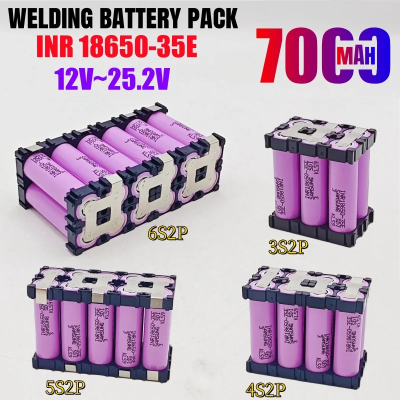 Air transport 3S2P 4S2P 5S1P 6S2P 18650 35E battery pack custom 18650 battery welding 7000mah battery pack 7.4V to 25.2v