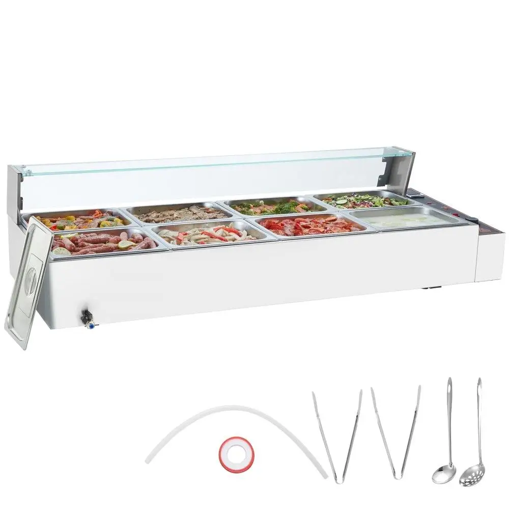 

Commercial Electric Warmer Countertop Buffet 8 Quart and 12 Quart with Glass for Parties Events Catering
