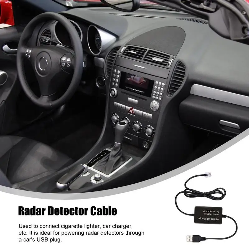 Кабель USB-разъема Rj11 USB-Rj11/DC 3,5 Кабель питания радар-детектора Утолщенная USB-разъем Подключение к автомобильному зарядному устройству Подходит для большинства радаров