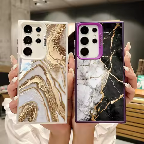 Black Gold Fashion Marble Phone Case for Samsung S25 Ultra S23 Plus S22 S21 FE S20 S24 Plus S21Ultra ShockProof Funda Cover
