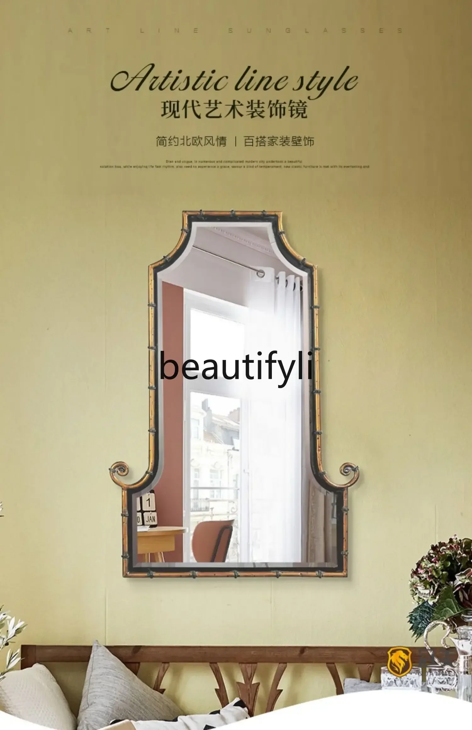 

ssK178 ss25 ss American bathroom mirror model room wall-mounted entrance decorative mirror wall-mounted washstand dressing mirro