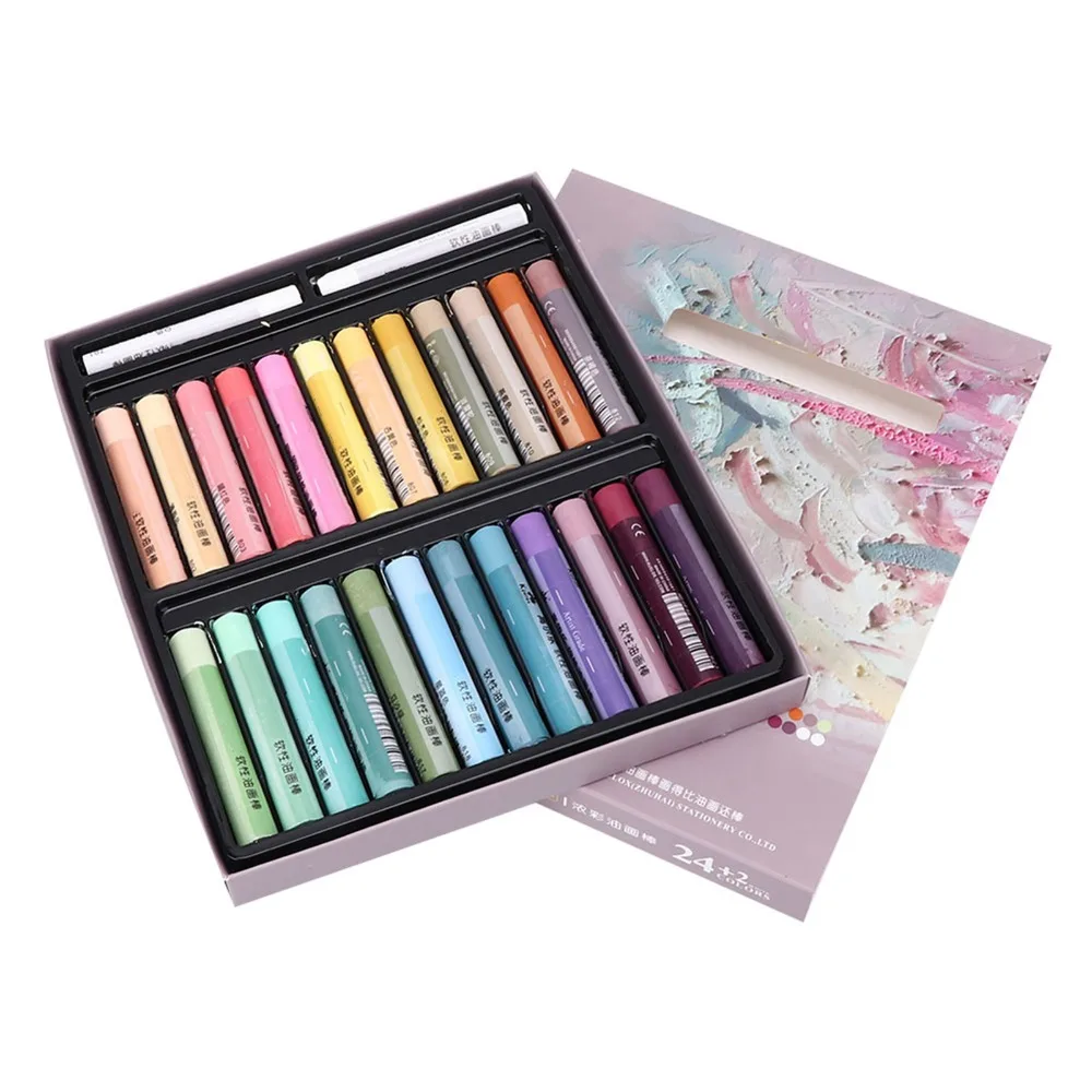 

24Colors Suitable for Regular use + 2 White Oil Pastel Set Soft Smooth Crayon Lasting Oil Pastel Daily Drawing
